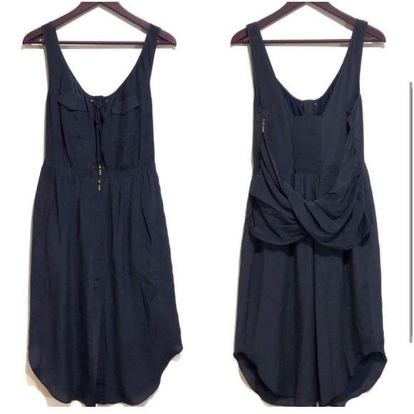 Anthropologie Dresses & Skirts - Anthropologie Leifsdottir 100% Silk Navy Midi Dress